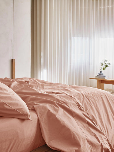 Blush Pink Washed Cotton Percale Duvet Cover