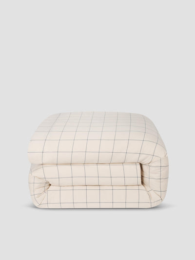 Dream Blue Burlow Plaid Washed Cotton Percale Duvet Cover