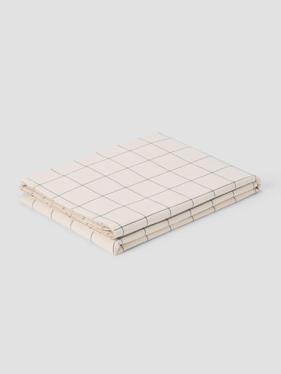 Dream Blue Burlow Plaid Washed Cotton Percale Flat Sheet