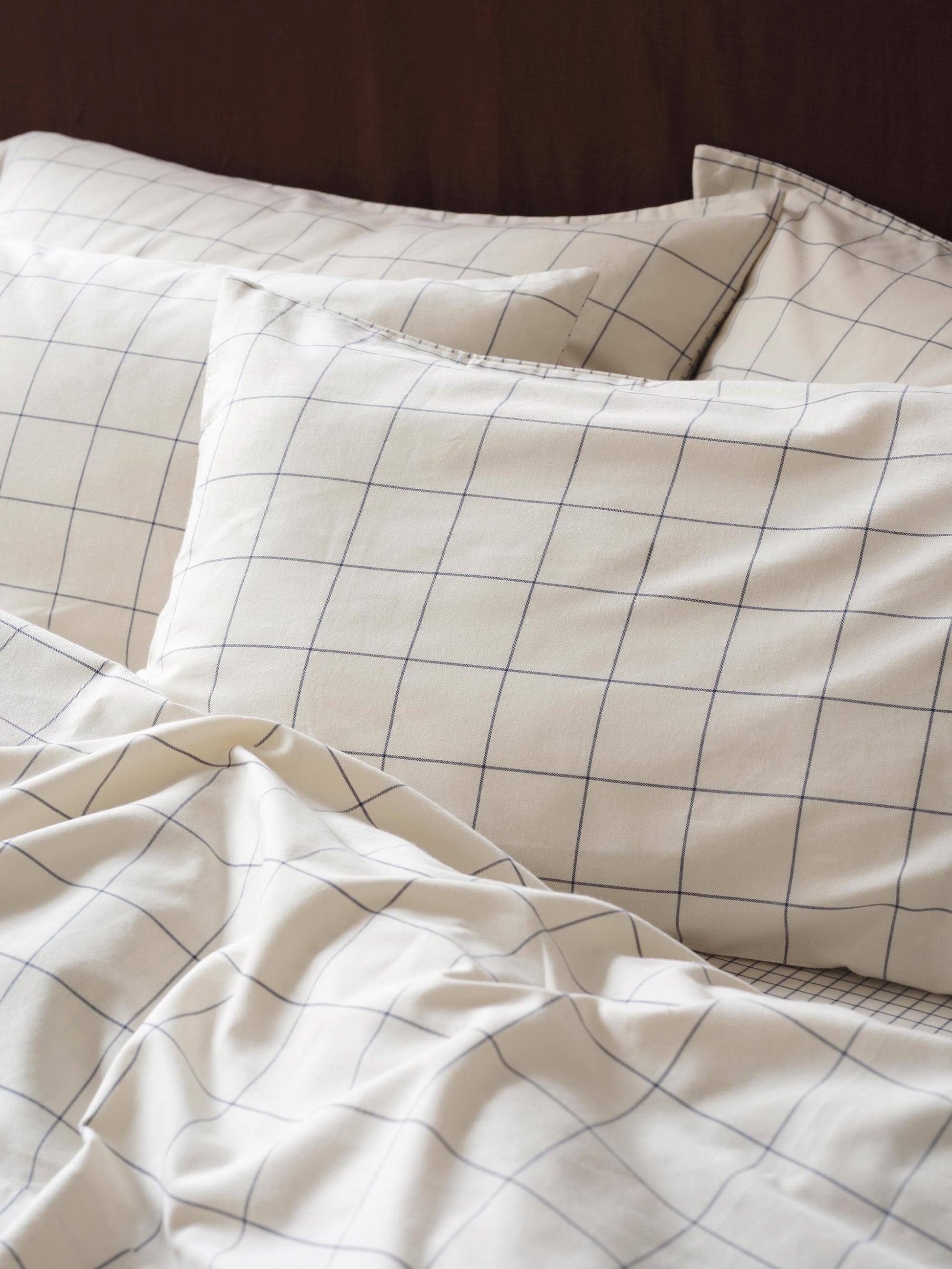 Dream Blue Burlow Plaid Washed Cotton Percale Pillowcases (Pair)