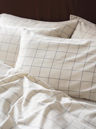 Dream Blue Burlow Plaid Washed Cotton Percale Pillowcases (Pair)