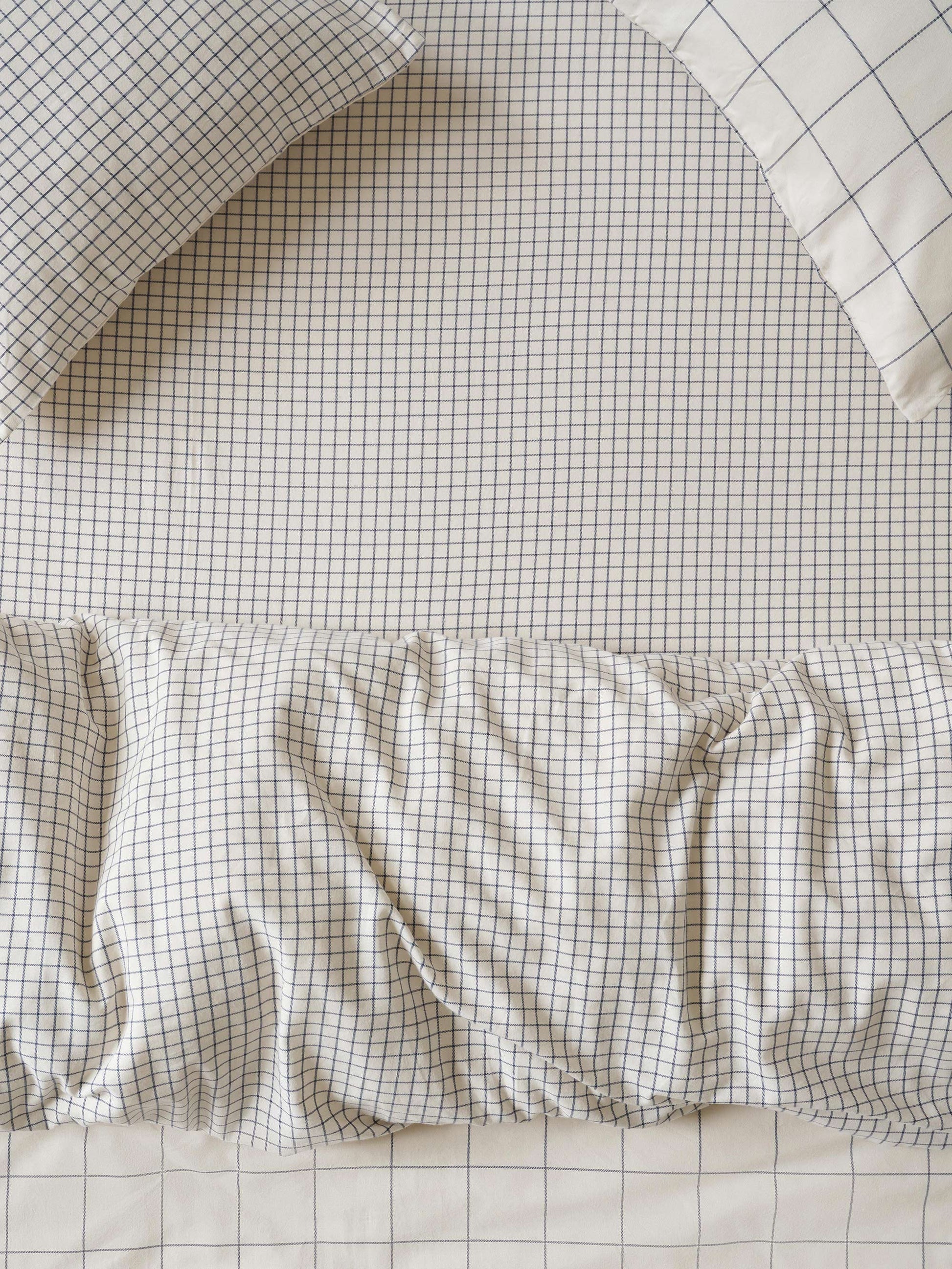Dream Blue Burlow Plaid Washed Cotton Percale Fitted Sheet