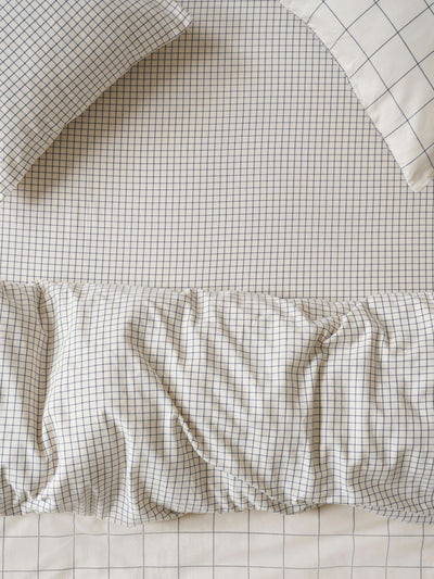 Dream Blue Burlow Plaid Washed Cotton Percale Fitted Sheet