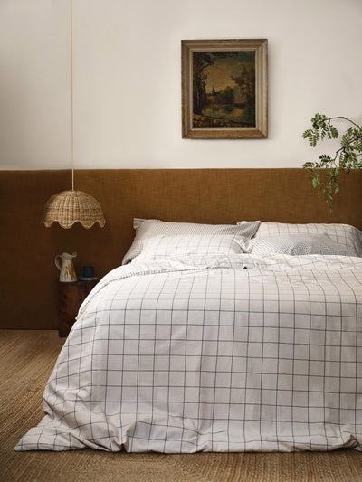Dream Blue Burlow Plaid Washed Cotton Percale Duvet Cover - alternate image