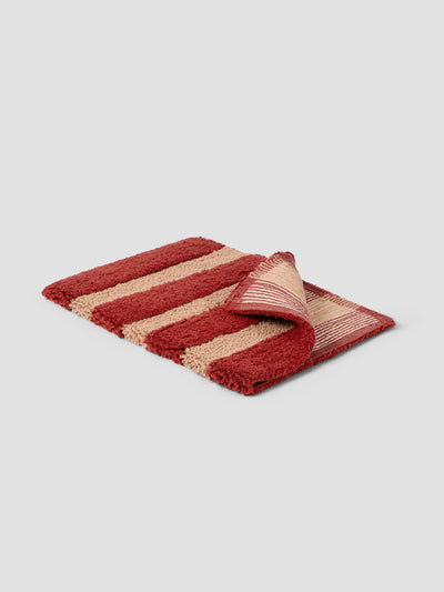 Sandstone Red Pembroke Stripe Cotton Bath Mat