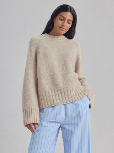 Cream Crew Neck Wool Jumper - alternate image