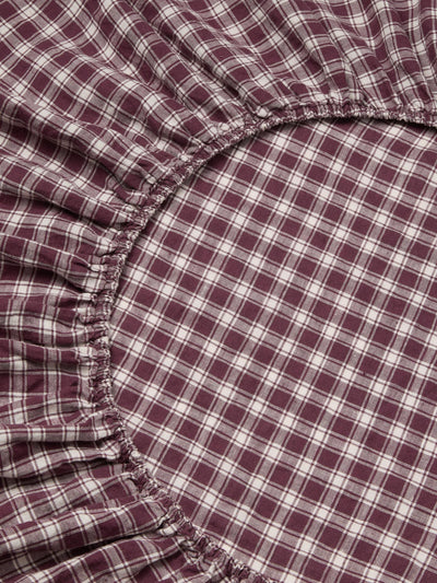 Berry Heritage Gingham 100% Linen Fitted Sheet - alternate image