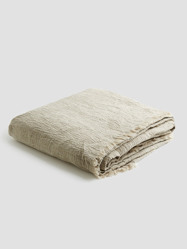 Oatmeal Linen Crinkle Throw - Piglet in Bed US