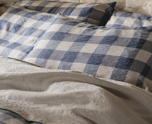 Blueberry Emsworth Plaid Linen Blend Pillowcase (Pair)