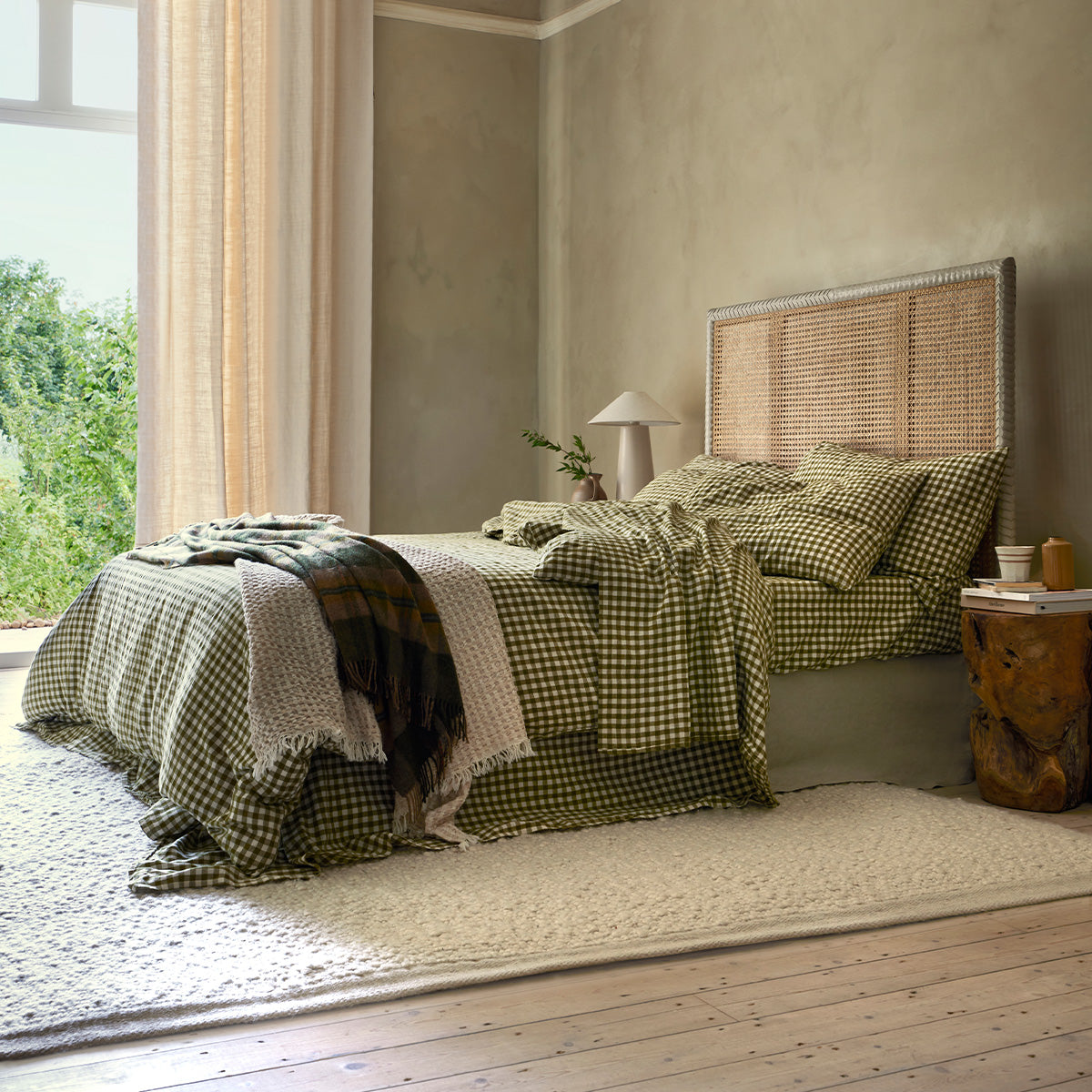 Green Gingham Duvet Cover Set
