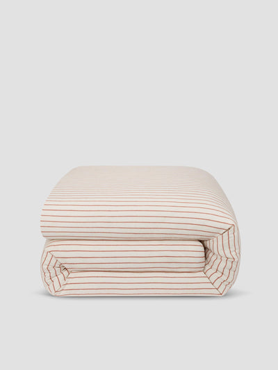 Red Clayton Stripe Flannel Cotton Duvet Cover