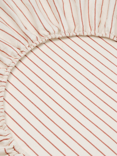 Red Clayton Stripe Flannel Cotton Fitted Sheet