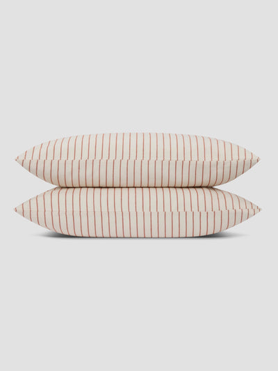 Red Clayton Stripe Flannel Cotton Pillowcases (Pair)