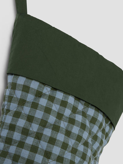 Fern Green & Dusk Blue Color Drenched Linen Blend Christmas Stocking - alternate image