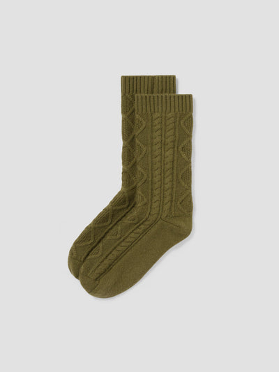 Botanical Green Cozy Cable Socks