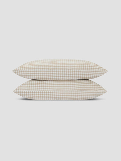 Cafe au Lait Small Gingham Cotton Pillowcase (Pair) - alternate image