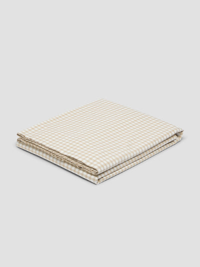 Café au Lait Gingham Washed Cotton Flat Sheet - alternate image