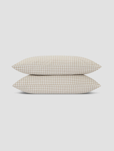 Café au Lait Gingham Washed Cotton Pillowcases (Pair) - alternate image