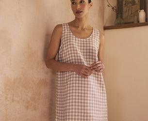 Elderberry Gingham Linen Night Dress