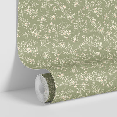 Sage Camille Floral Wallpaper - alternate image