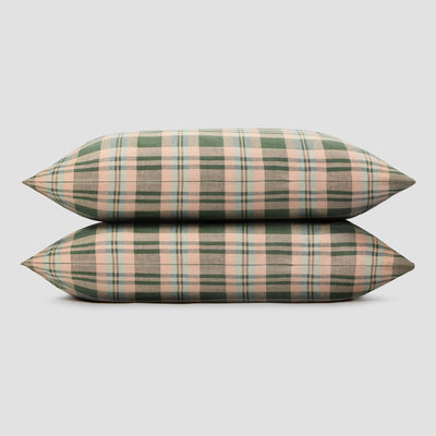 Fern Green Dallington Plaid Linen Blend Pillowcase (Pair) - alternate image