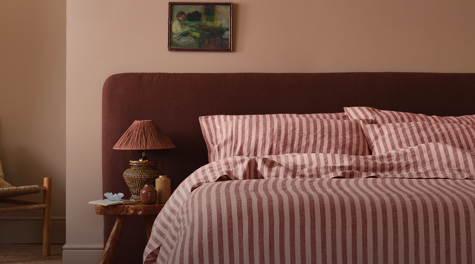 Rhubarb Rose Striped Bedding