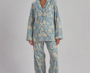 Webbs Blue Double Bough Cotton Pajama Set
