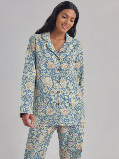 Webbs Blue Double Bough Cotton Pajama Set - alternate image