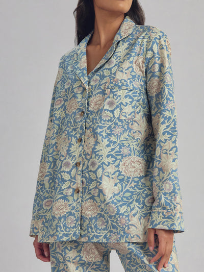 Webbs Blue Double Bough Cotton Pajama Set