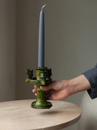 Dove Blue Beeswax Dining Candles Set of 2 - alternate image