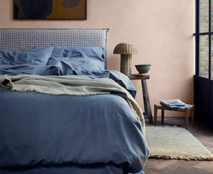 Dusk Blue Linen Blend Duvet Cover