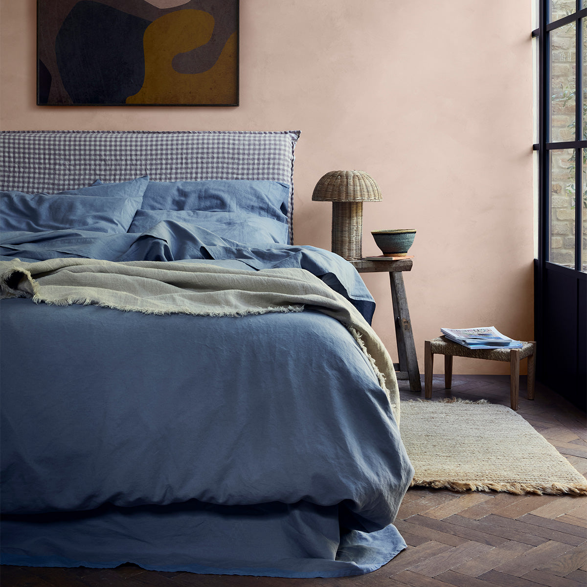 Dusk Blue Linen Blend Duvet Cover