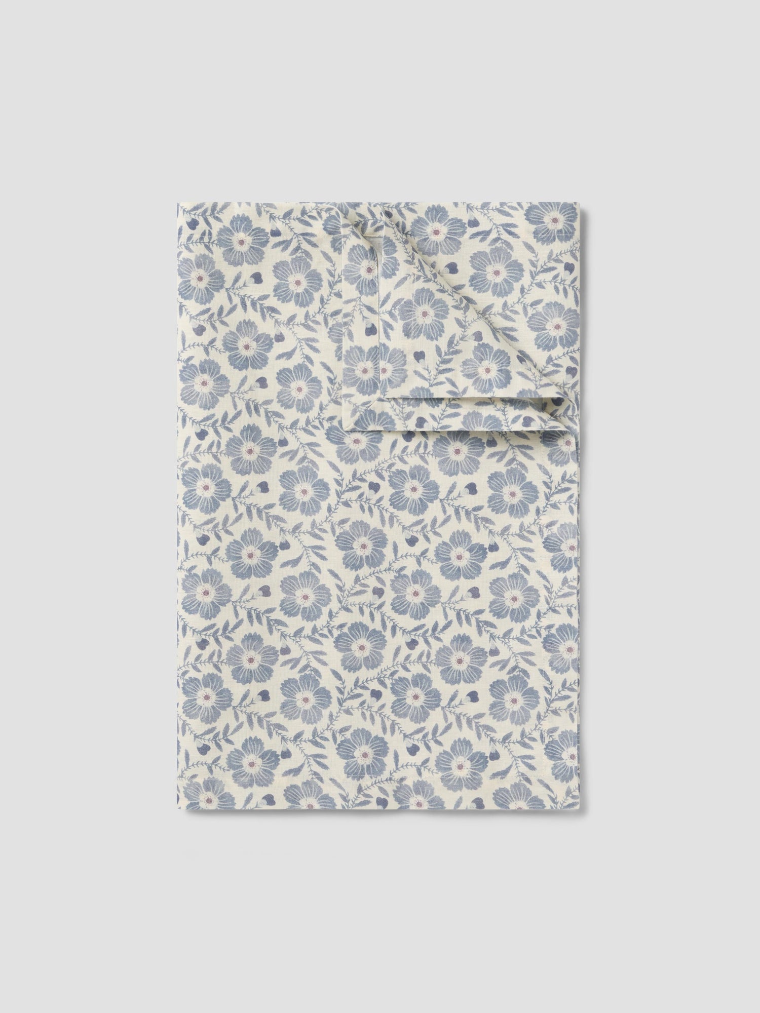 Dusk Blue Folk Floral Table Linens