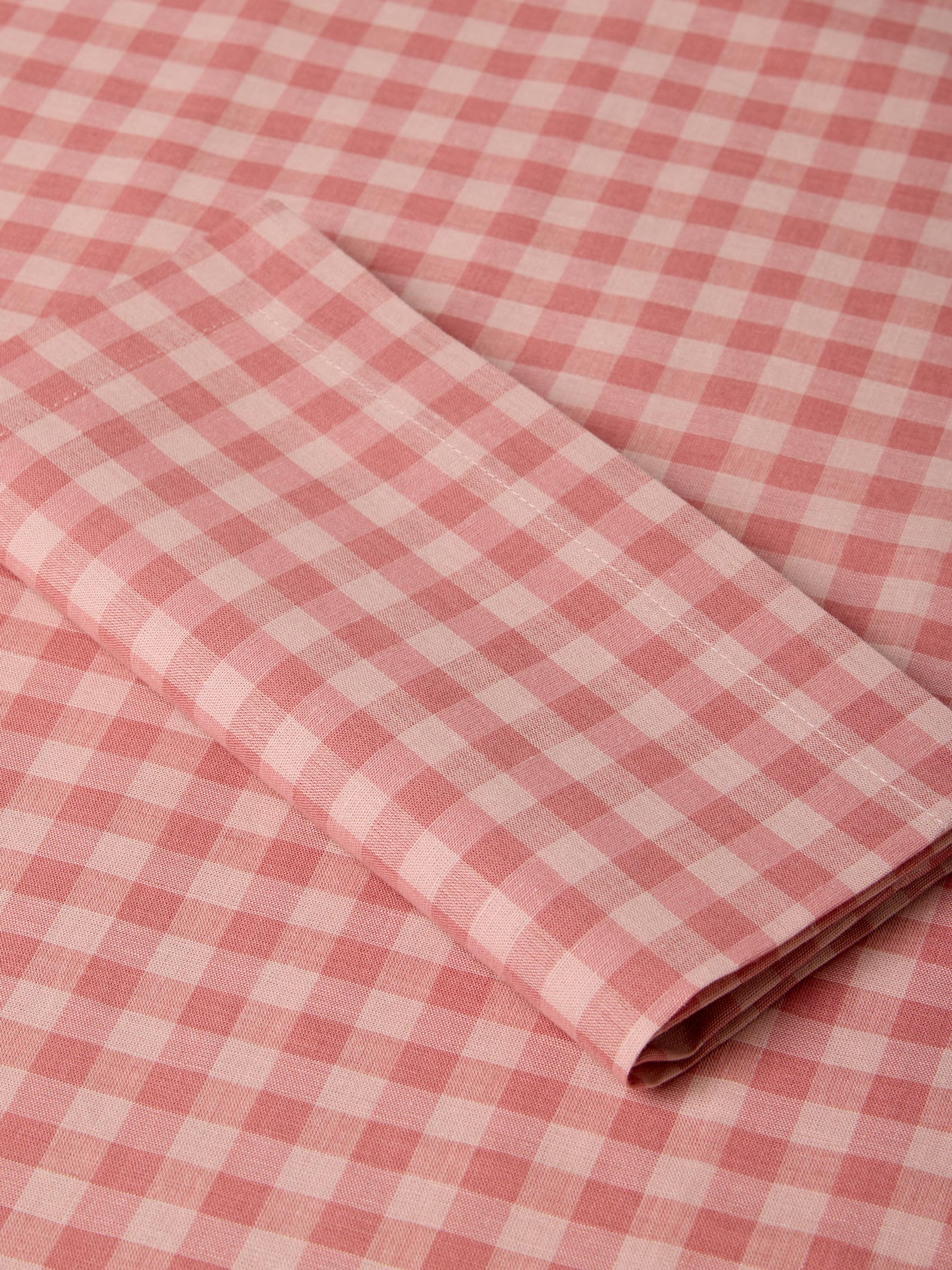 Close-up of pink and white checkered fabric