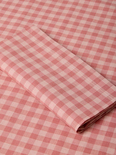 Close-up of pink and white checkered fabric