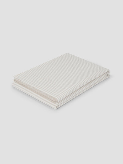 Oatmeal Stripe Linen Blend Flat Sheet