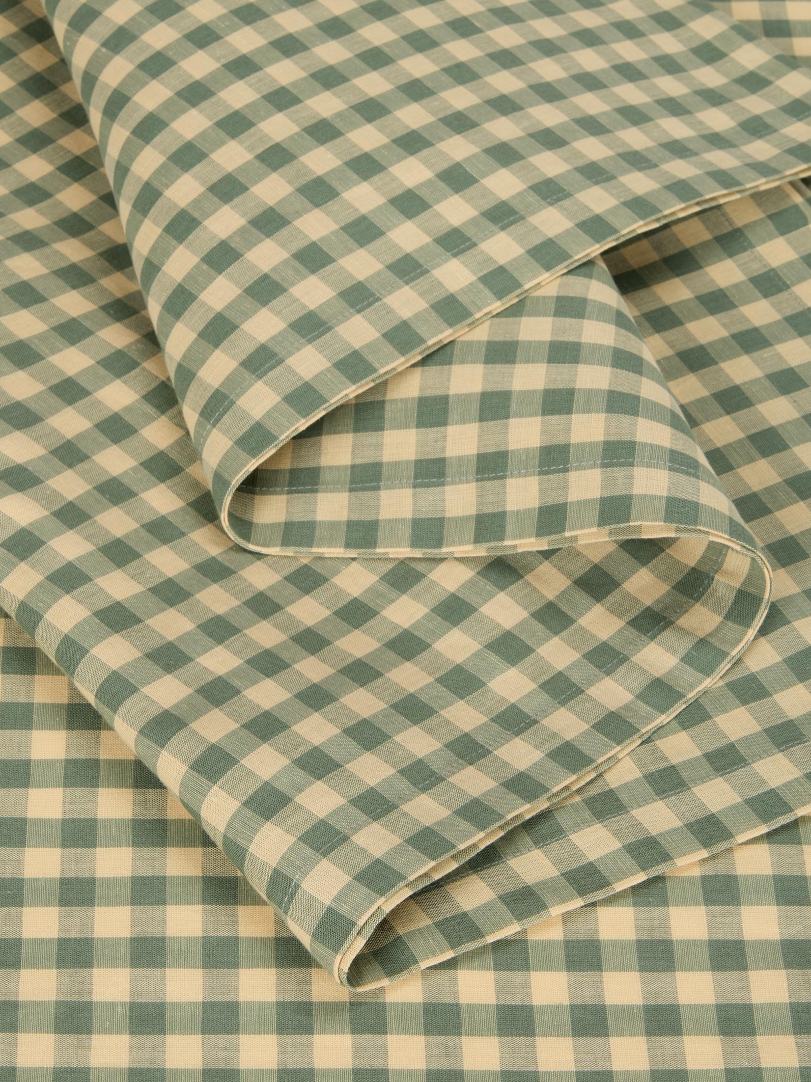 Green and white checkered fabric