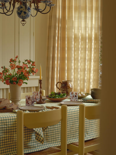 Elm Green & Butter Yellow Gingham Linen Blend Tablecloth - alternate image