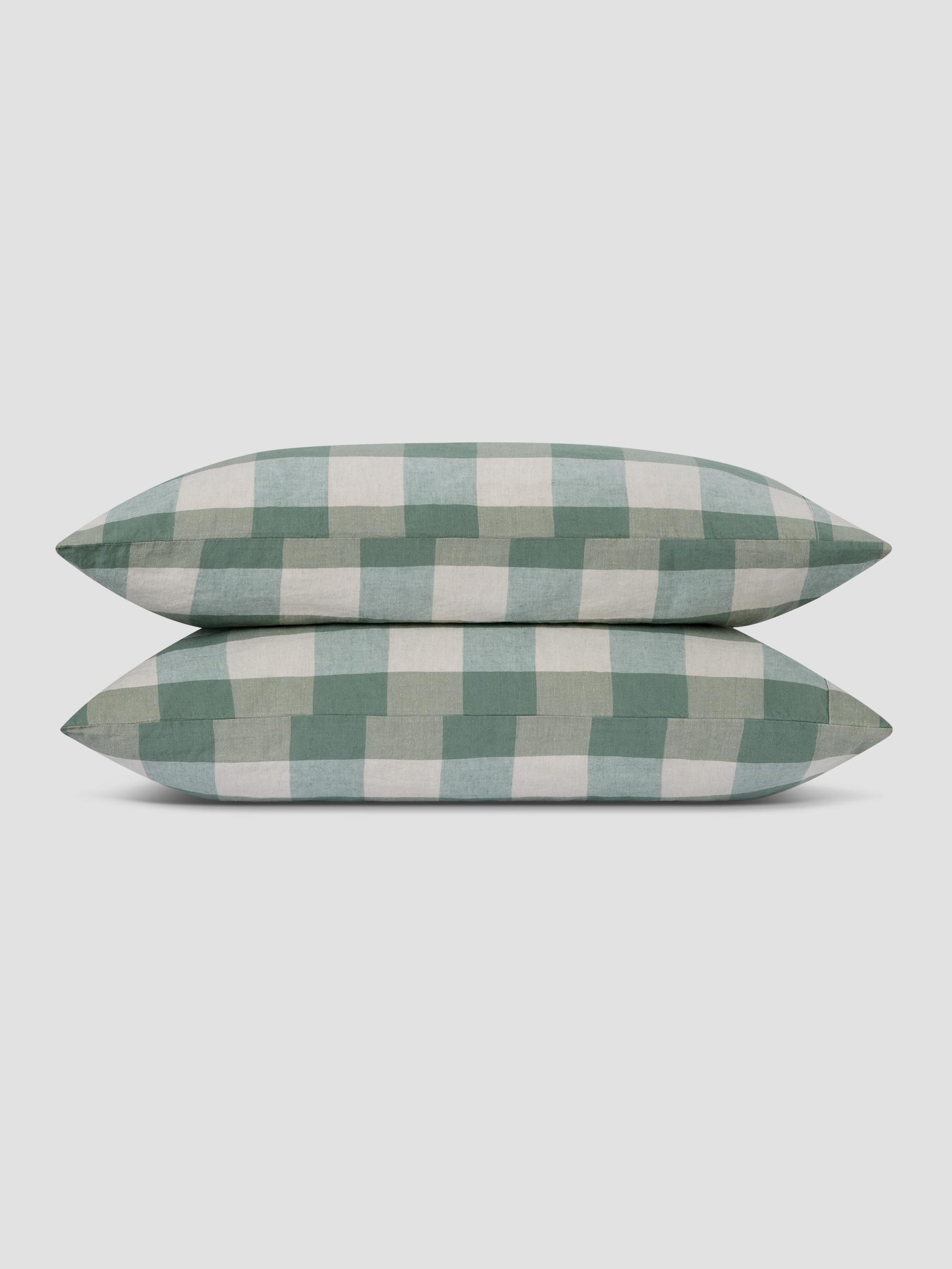 Elm Green Emsworth Plaid Linen Blend Pillowcase (Pair)