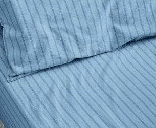 Pale Blue Favorite Shirt Stripe Cotton Fitted Sheet - Piglet in Bed US