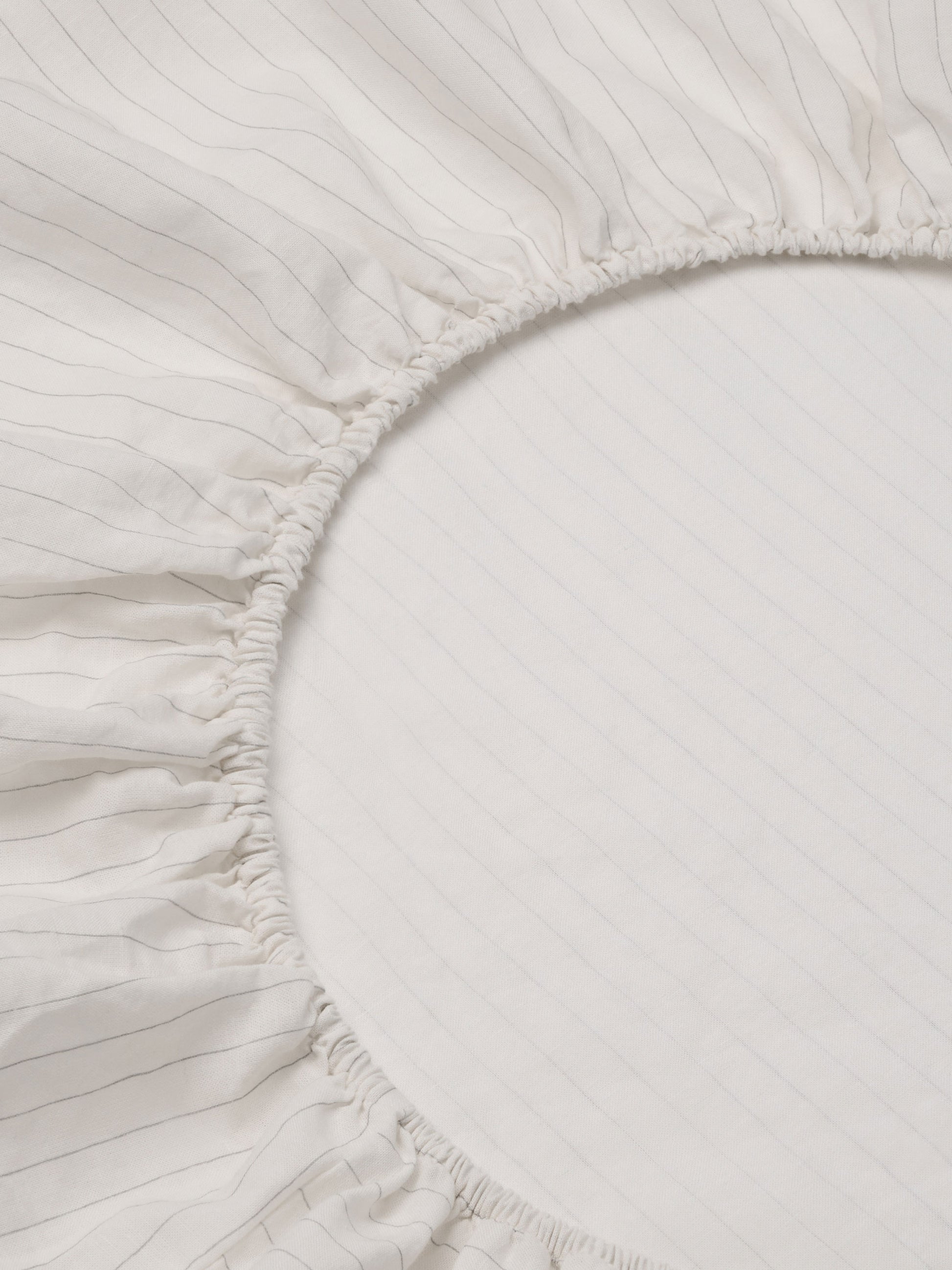 Dusk Blue Folk Stripe Linen Blend Fitted Sheet - Piglet in Bed US