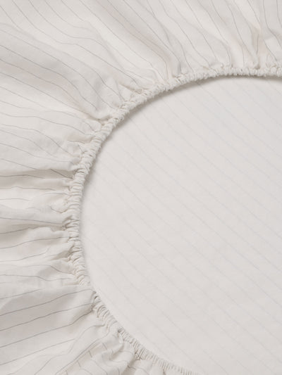 Dusk Blue Folk Stripe Linen Blend Fitted Sheet - alternate image