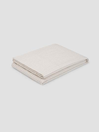 Dusk Blue Folk Stripe Linen Blend Flat Sheet - Piglet in Bed US