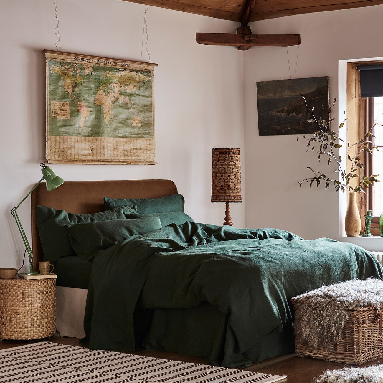 Fern Green Linen Bedding