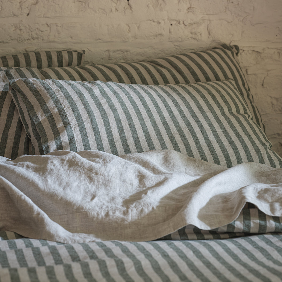 Fern Green Linen Blend Bedding