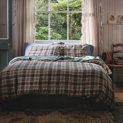 Fern Green Dallington Plaid Linen Blend Pillowcase (Pair)