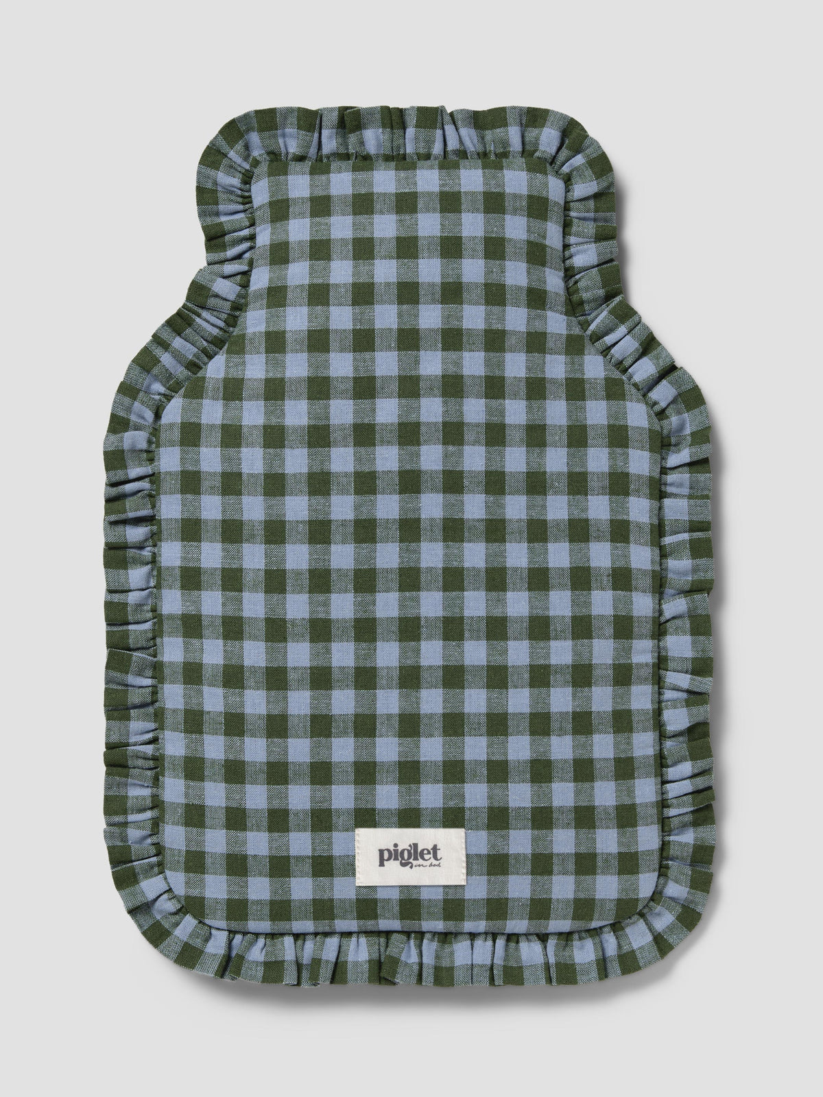 Fern Green & Dusk Blue Gingham Frill Hot Water Bottle Cover