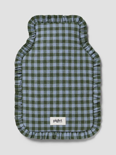 Fern Green & Dusk Blue Gingham Frill Hot Water Bottle Cover
