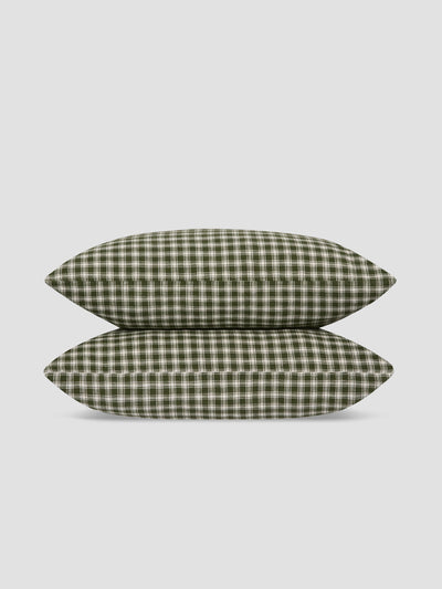 Fern Green Heritage Gingham 100% Linen Pillowcases (Pair) - alternate image