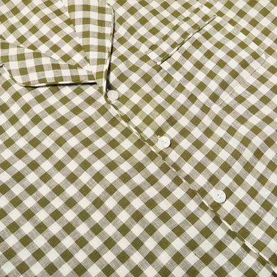 Men's Botanical Green Gingham Linen Pajama Shirt (Top Only)